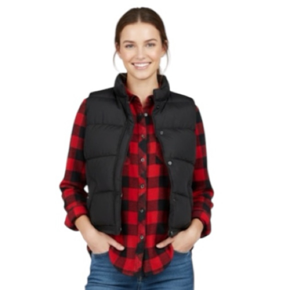 Vintage J. Crew Puffer Vest, Black, Down filled, Fully Lined, Minimalist, Sz L